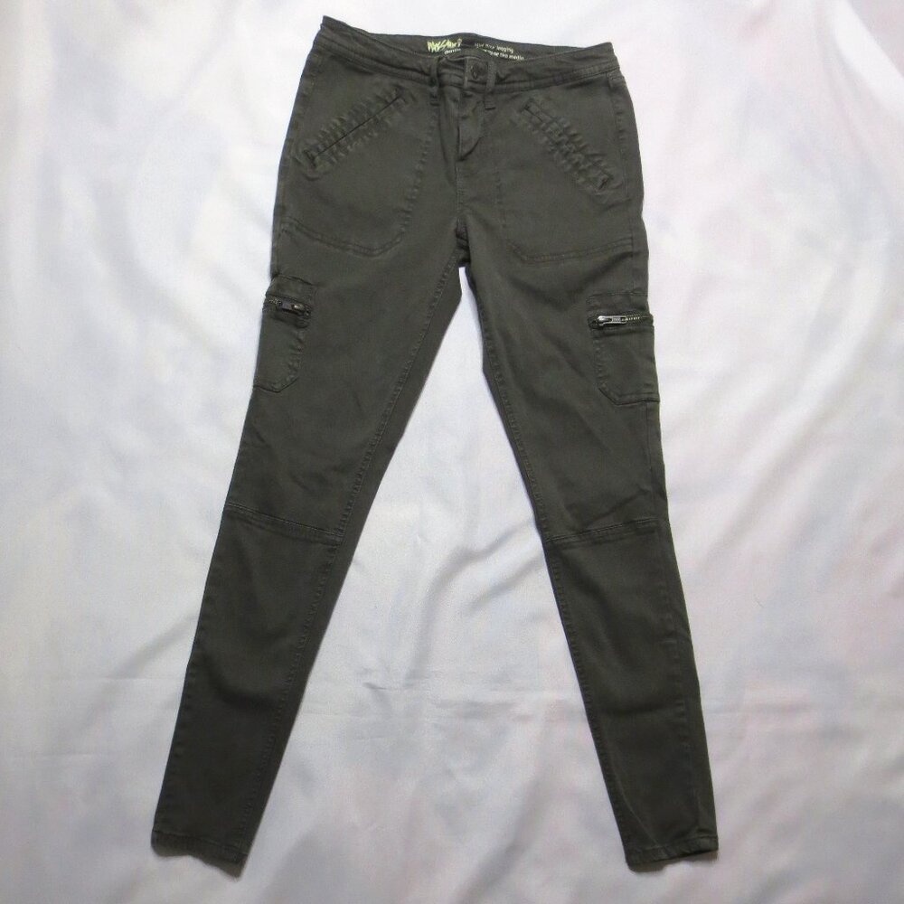 4/$14 MOSSIMO womens JEANS denim SUPER STRETCH army green JEGGING zipper SIZE 0